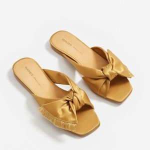 Bow satin sandals